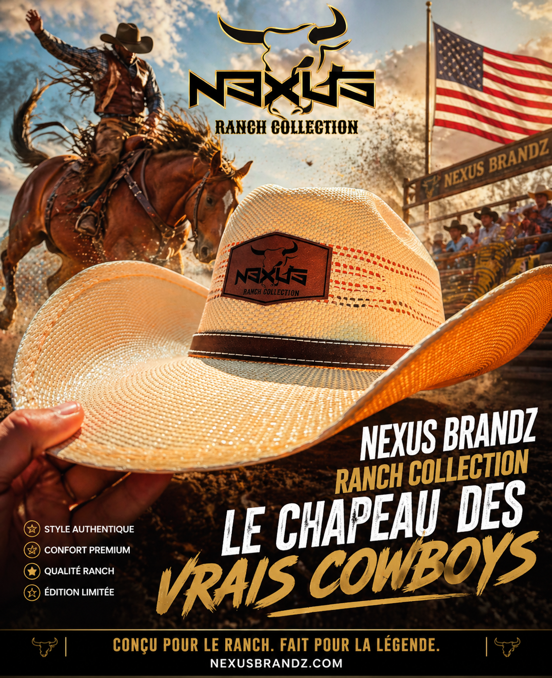 White Horse western Hat ! Ranch collection Nexus Brandz
