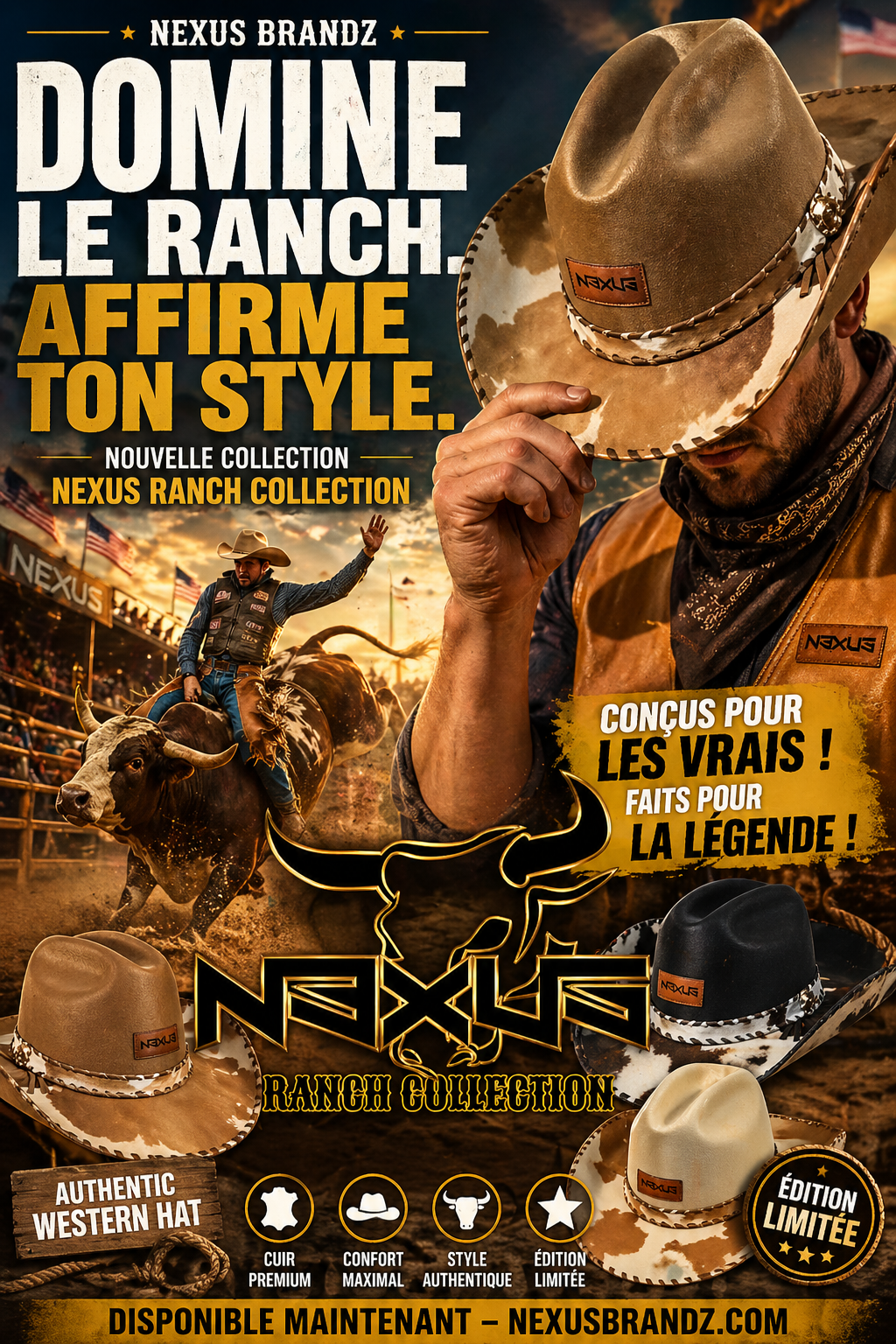 Chapeau Western GOLDEN/COW