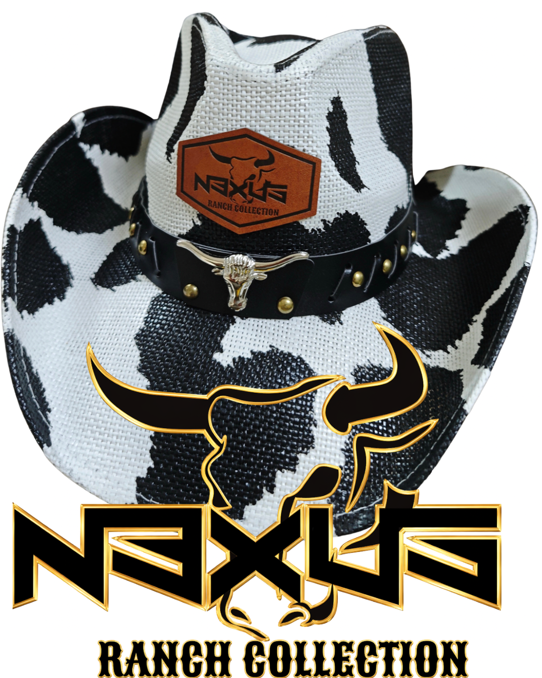 Chapeau Western White/Black/Cow